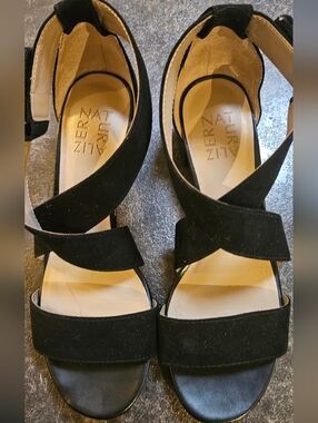 Naturalizer Black Suede Crisscross Strap Heels